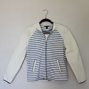 Tommy Hilfiger White and Blue Striped Women's Utility Jacket